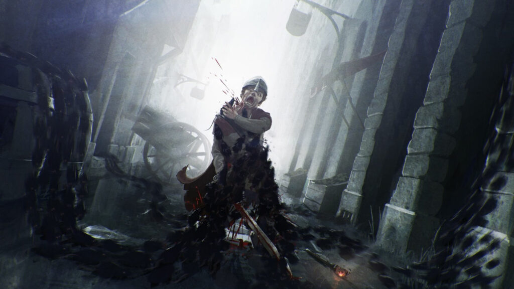 Medieval Soldier Attacked by Shadows 4K Wallpaper
