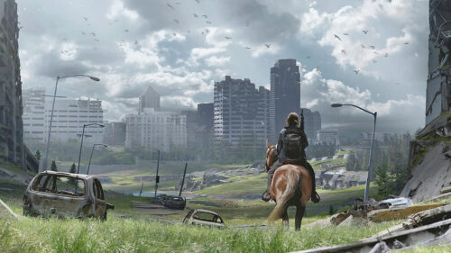 Apocalyptic City Horse Rider Desktop Wallpaper