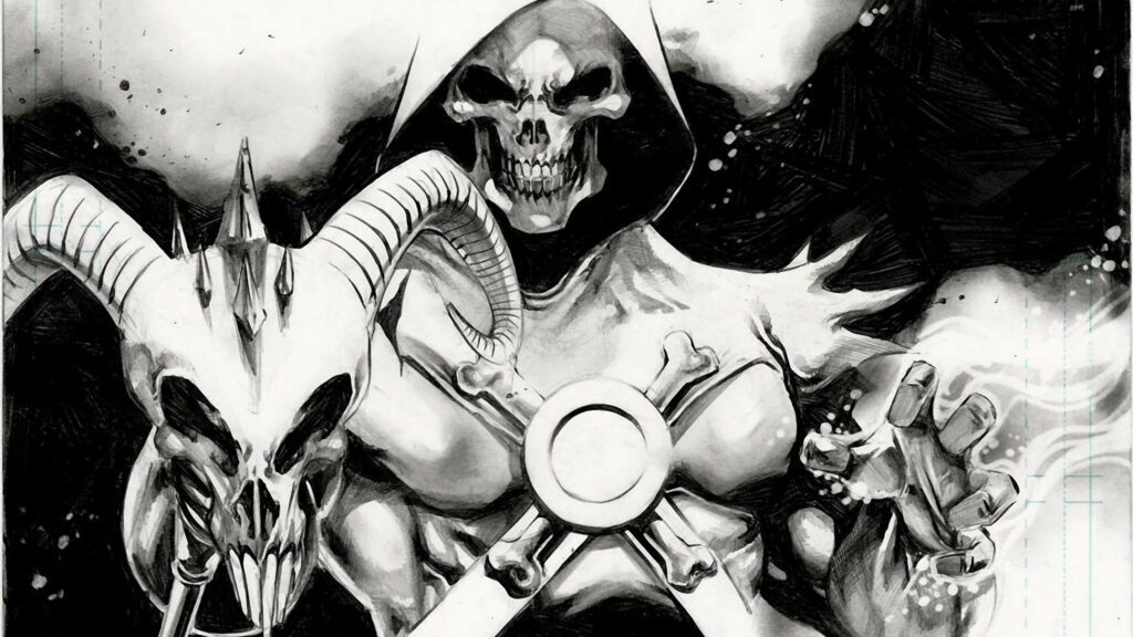 Skeletor Masters of the Universe Black and White Desktop Wallpaper