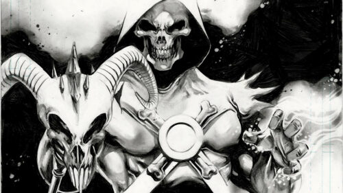 Skeletor Masters of the Universe Black and White Desktop Wallpaper
