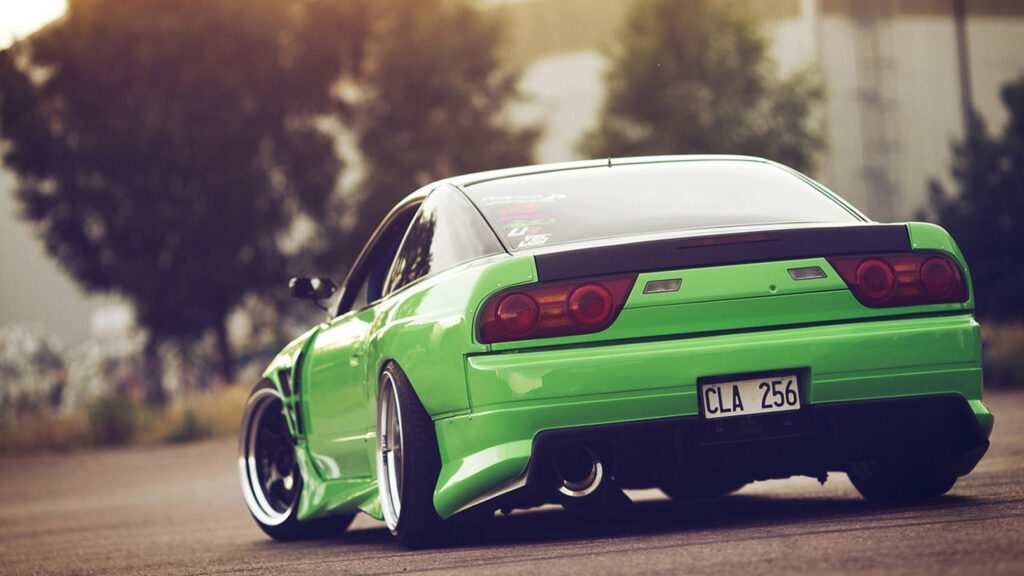 Custom Green Nissan 240SX Drift Car Desktop Wallpaper