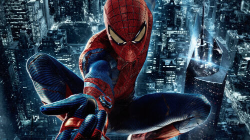The Amazing Spider-Man Crouching Over Cityscape Desktop Wallpaper