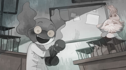 Mewgenics Laboratory Scene Monochrome Art Desktop Wallpaper