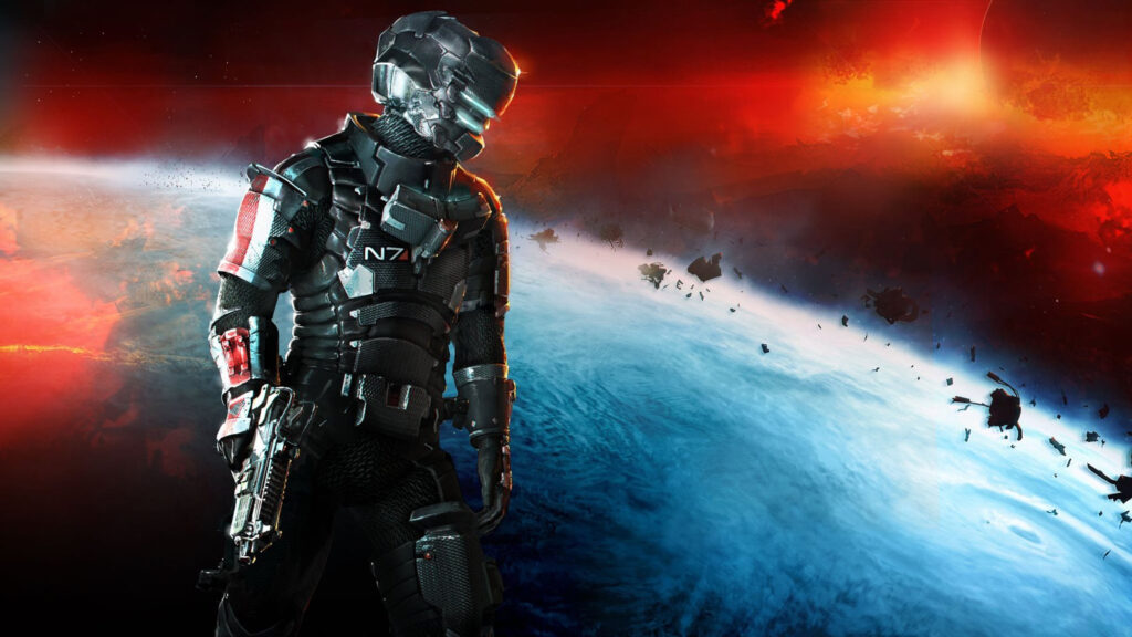 Isaac Clarke in N7 Armor Dead Space Mashup Desktop Wallpaper
