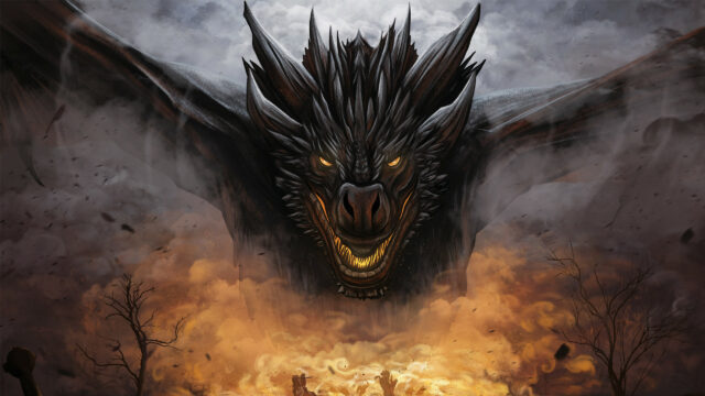 Drogon Breathing Fire Over Battlefield Desktop Wallpaper
