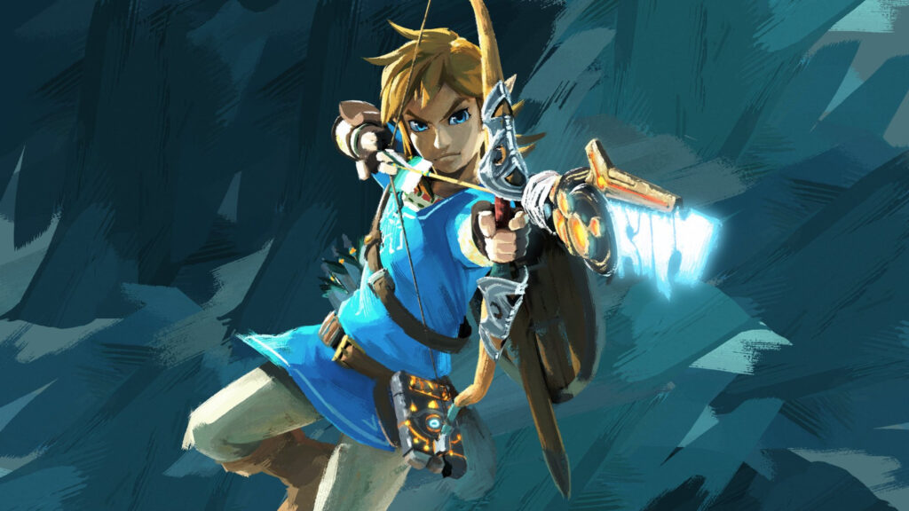 Link Drawing Bow Breath of the Wild Desktop Wallpaper