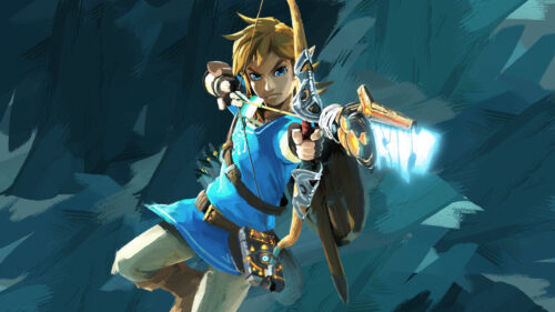 Link Drawing Bow Breath of the Wild Desktop Wallpaper