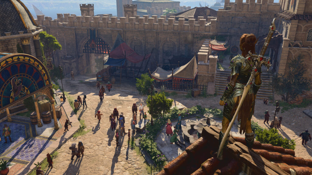 Baldur's Gate 3 High Fantasy City Scene Desktop Wallpaper