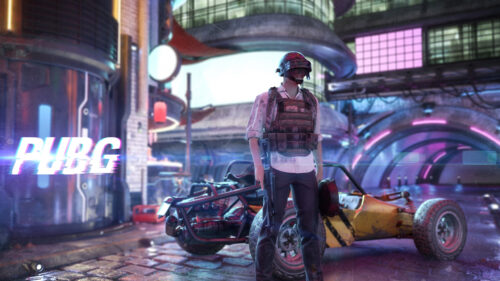 PUBG Cyberpunk Soldier Action Scene 4K Wallpaper