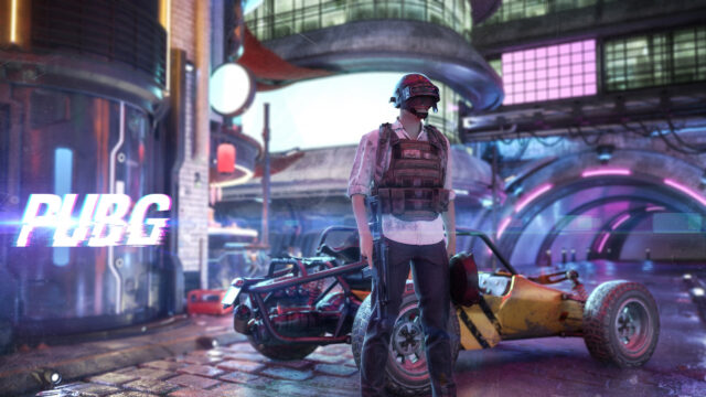 PUBG Cyberpunk Soldier Action Scene 4K Wallpaper