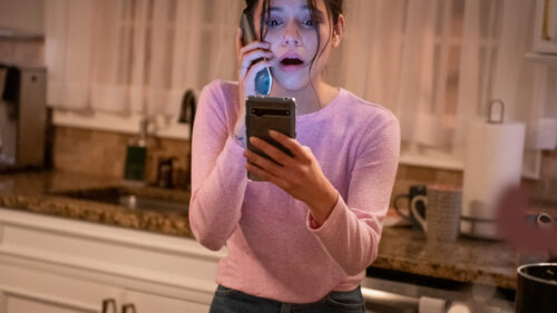 Jenna Ortega in Scream Horror Movie Scene Desktop Wallpaper