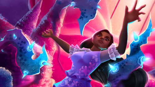 Animated Fantasy Character Amidst Crystalline Structures Desktop Wallpaper
