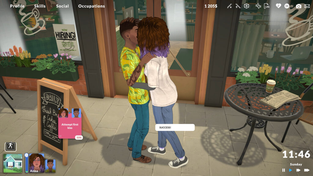 A Romantic Couple Sharing Their First Kiss Desktop Wallpaper