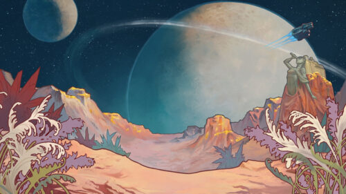 Sci-Fi Alien Landscape and Space Exploration Desktop Wallpaper