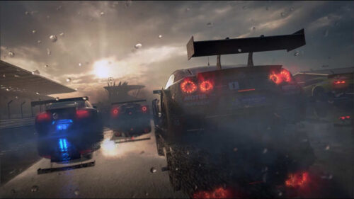 Racing Cars in Rainy Weather 4K Desktop Wallpaper
