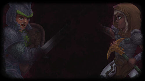Fantasy Warrior and Archer Duel Desktop Wallpaper