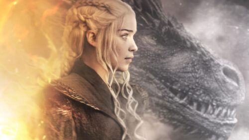 Daenerys Targaryen Profile with Dragon Fantasy 4K Wallpaper
