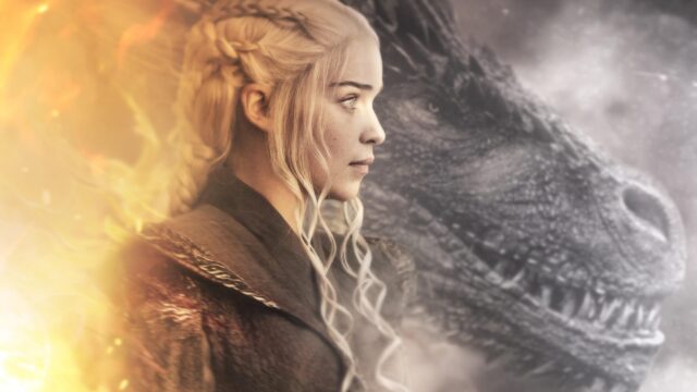 Daenerys Targaryen Profile with Dragon Fantasy 4K Wallpaper