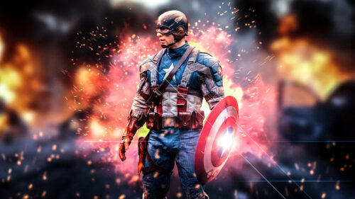 Captain America Explosive Action Scene 4K Desktop Wallpaper