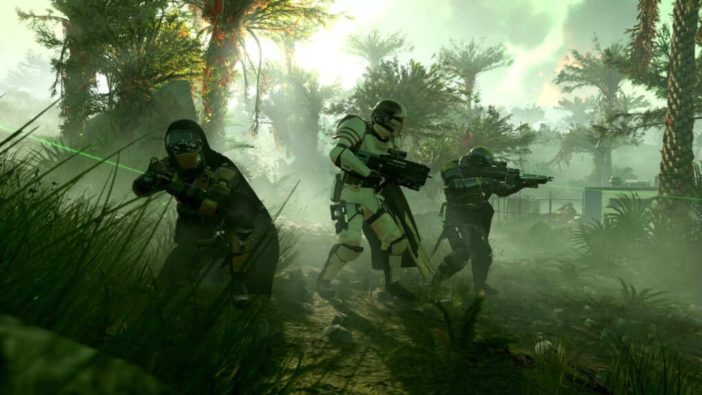 Helldivers Squad in Alien Jungle 4K Desktop Wallpaper