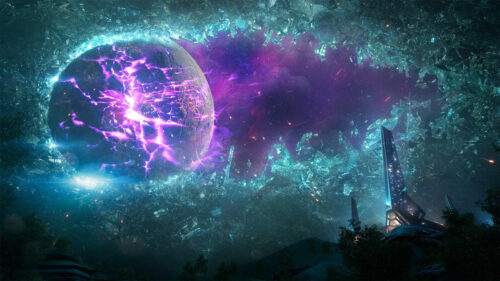 Cosmic Shattered Planet Sci-Fi Desktop Wallpaper