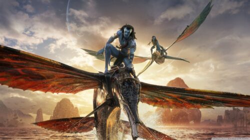 Jake Sully Riding an Ikran Over Pandora 4K Wallpaper