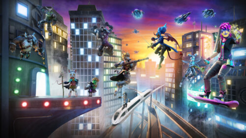 Futuristic Anime Fantasy Battle Scene Desktop Wallpaper