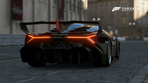 Black Lamborghini Veneno Forza 5 Sportscar Desktop Wallpaper