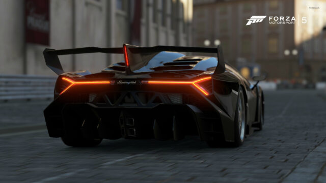 Black Lamborghini Veneno Forza 5 Sportscar Desktop Wallpaper