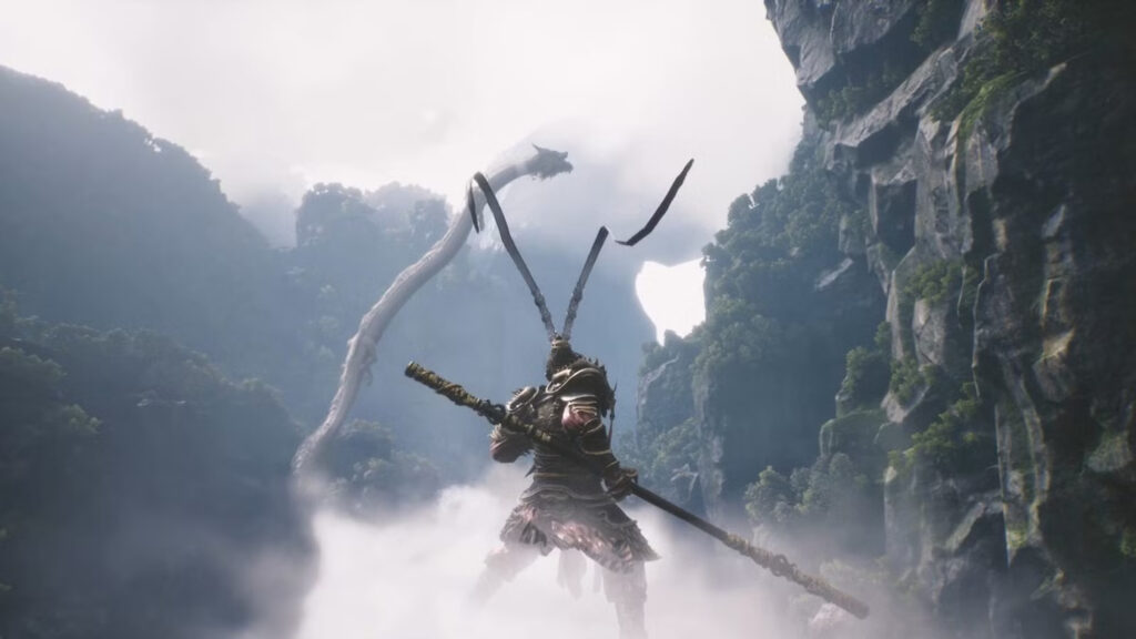 Sun Wukong Amidst Misty Mountains 4K Desktop Wallpaper