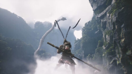 Sun Wukong Amidst Misty Mountains 4K Desktop Wallpaper