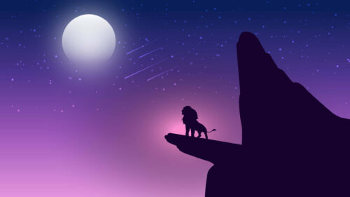 Minimalist Lion King Silhouette Night Sky Desktop Wallpaper