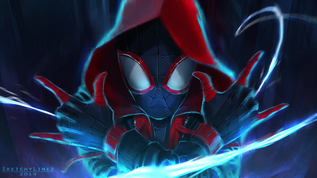 Spider-Man with Red Hood Digital Art Desktop Wallpaper