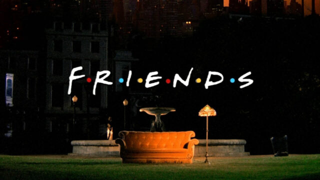The Iconic Friends Couch Night Scene Desktop Wallpaper