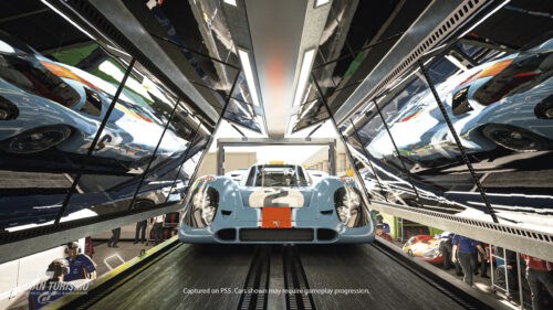 Porsche 917 Gulf Racing Pit Stop 4K Desktop Wallpaper