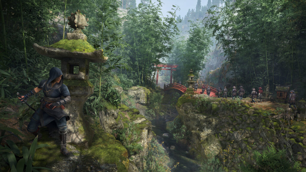 Naoe Crouching in Bamboo Forest 4K Desktop Wallpaper