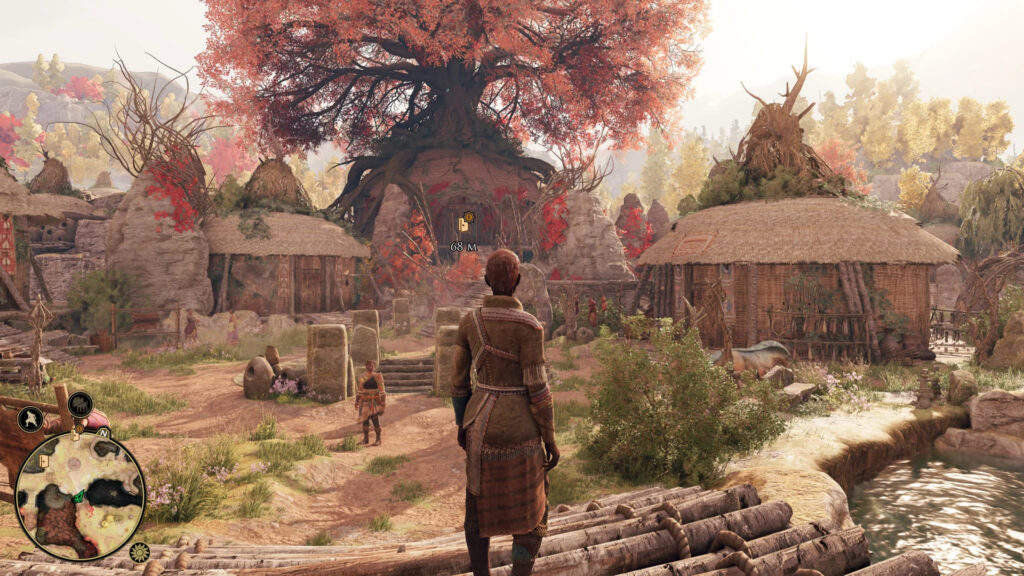 Fantasy Village With Great Tree Desktop Wallpaper