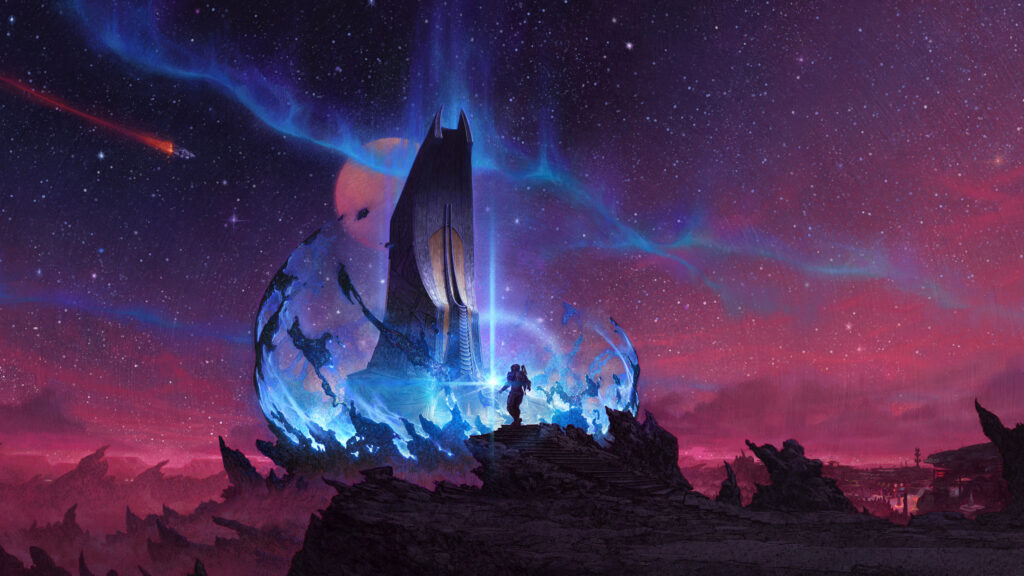 Ethereal Alien Monolith Cosmic Landscape 4K Wallpaper