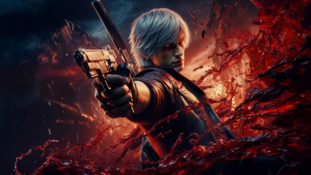 Dante from Devil May Cry Action Stance 4K Wallpaper