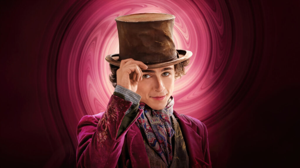 Timothée Chalamet as Willy Wonka Desktop Wallpaper