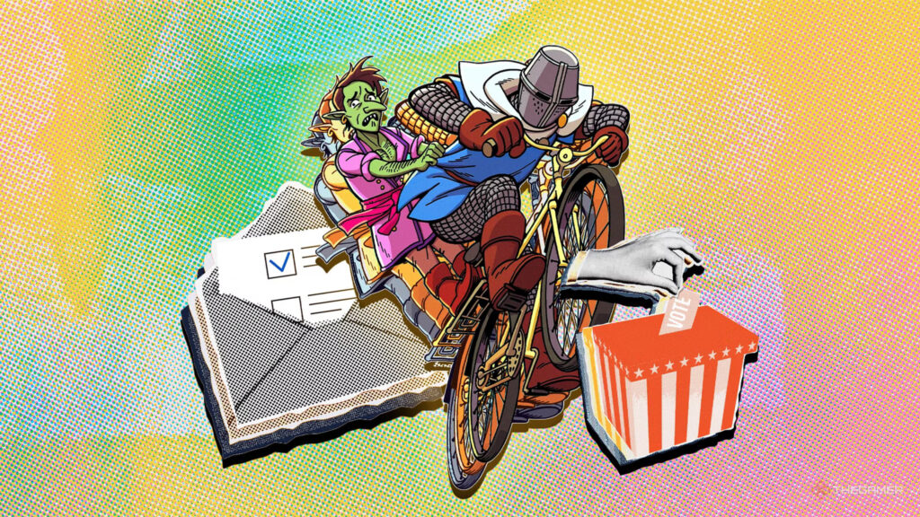Knight and Goblin Riding a Bicycle Desktop Wallpaper