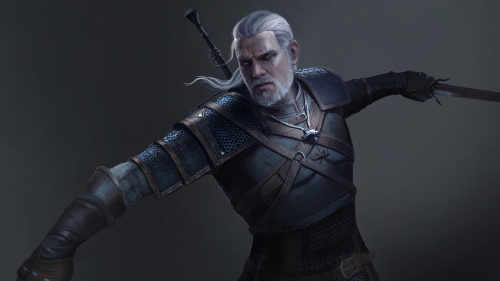 Geralt of Rivia Combat Stance 4K Wallpaper