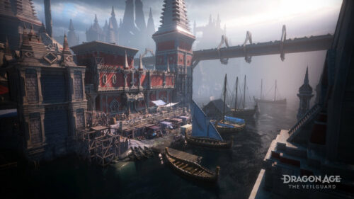 Dragon Age The Veilguard Harbor Fantasy City Desktop Wallpaper