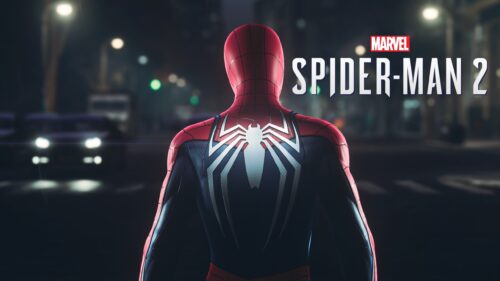Spider-Man Standing in a City at Night Desktop Wallpaper