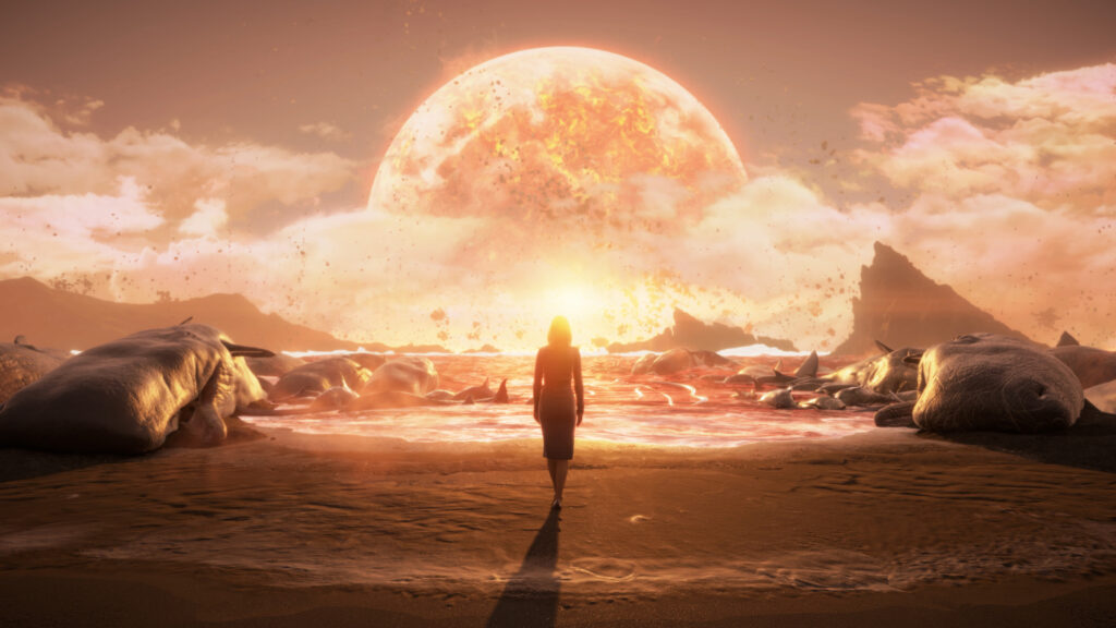 Surreal Apocalyptic Beach Sunset 4K Wallpaper