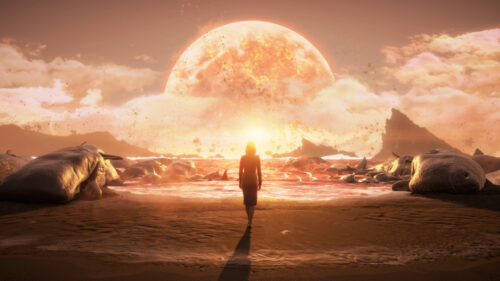 Surreal Apocalyptic Beach Sunset 4K Wallpaper