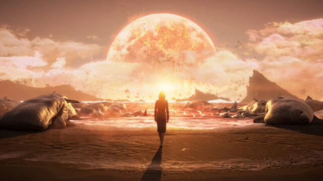 Surreal Apocalyptic Beach Sunset 4K Wallpaper