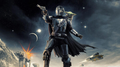 The Mandalorian and Grogu in Battle Desktop Wallpaper