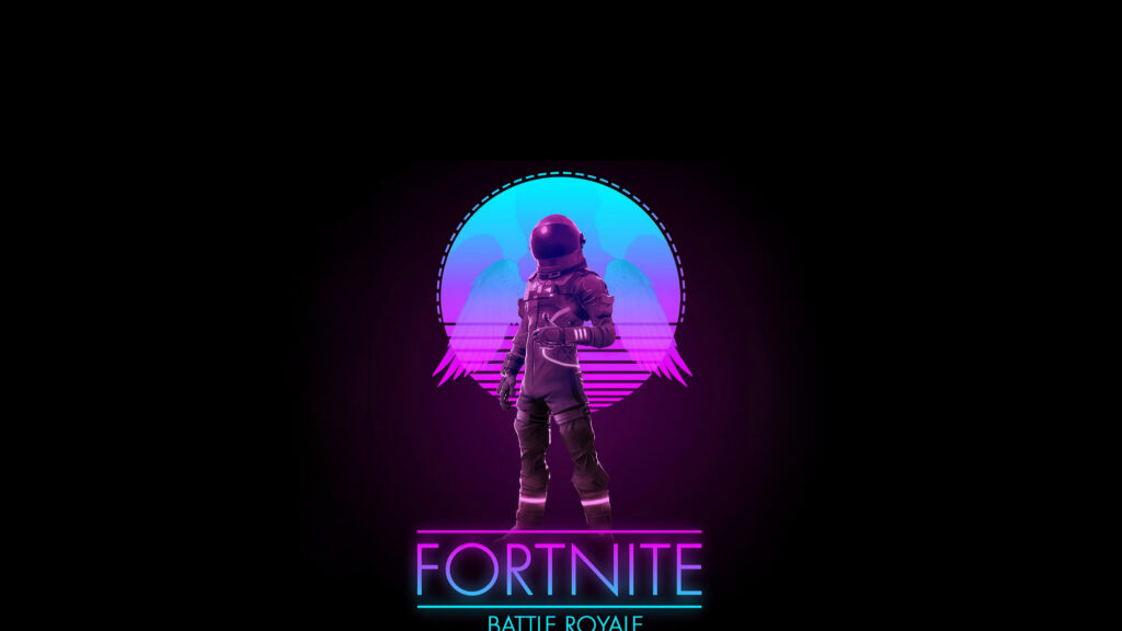 Synthwave Astronaut Fortnite Character Desktop Wallpaper