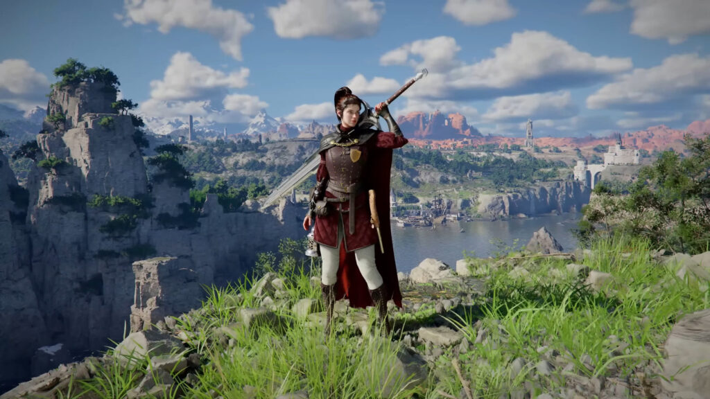 Fantasy Warrior Standing on a Cliffside 4K Wallpaper